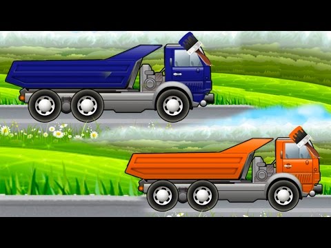Машинки мультики. Мультфильм про мойку и раскраску грузовиков. Учим цвета радуги.