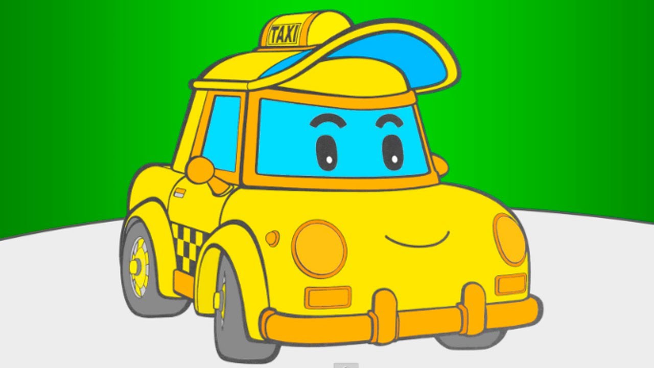 Раскраска из мультфильма - Робокар Поли: пожарная машина, экскаватор