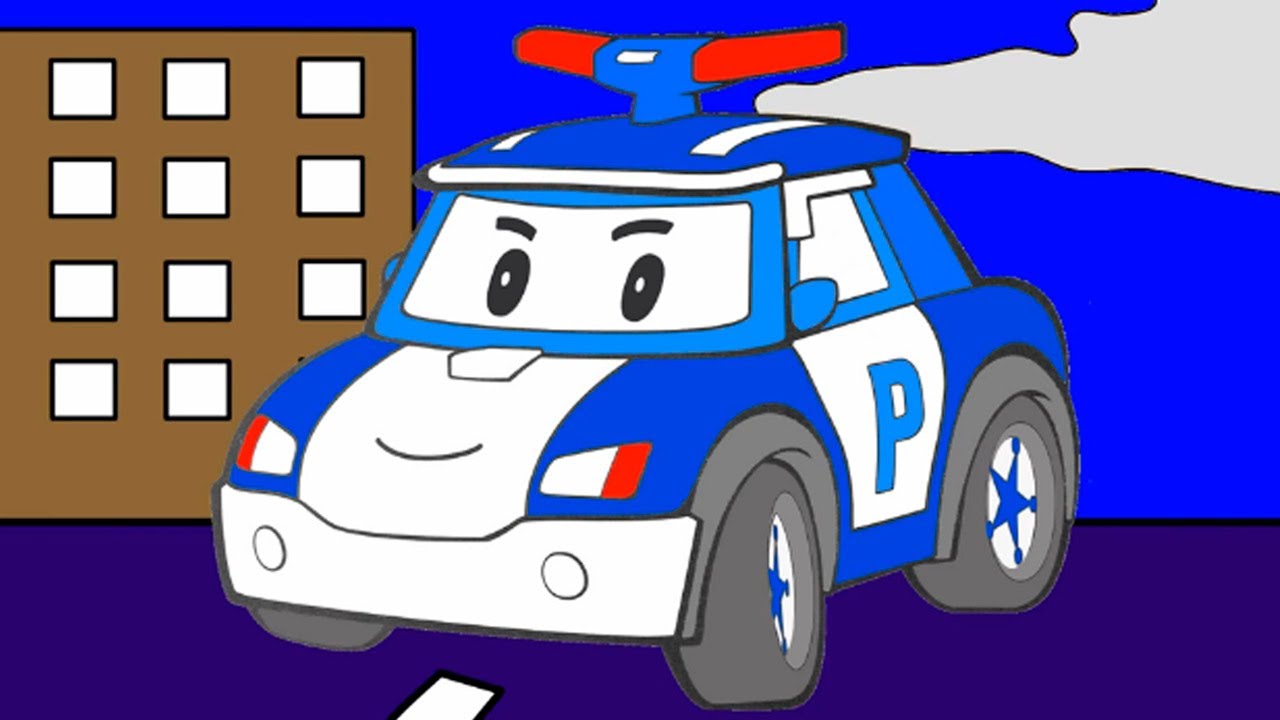 Раскраска из мультфильма - Робокар Поли - полицейская машина