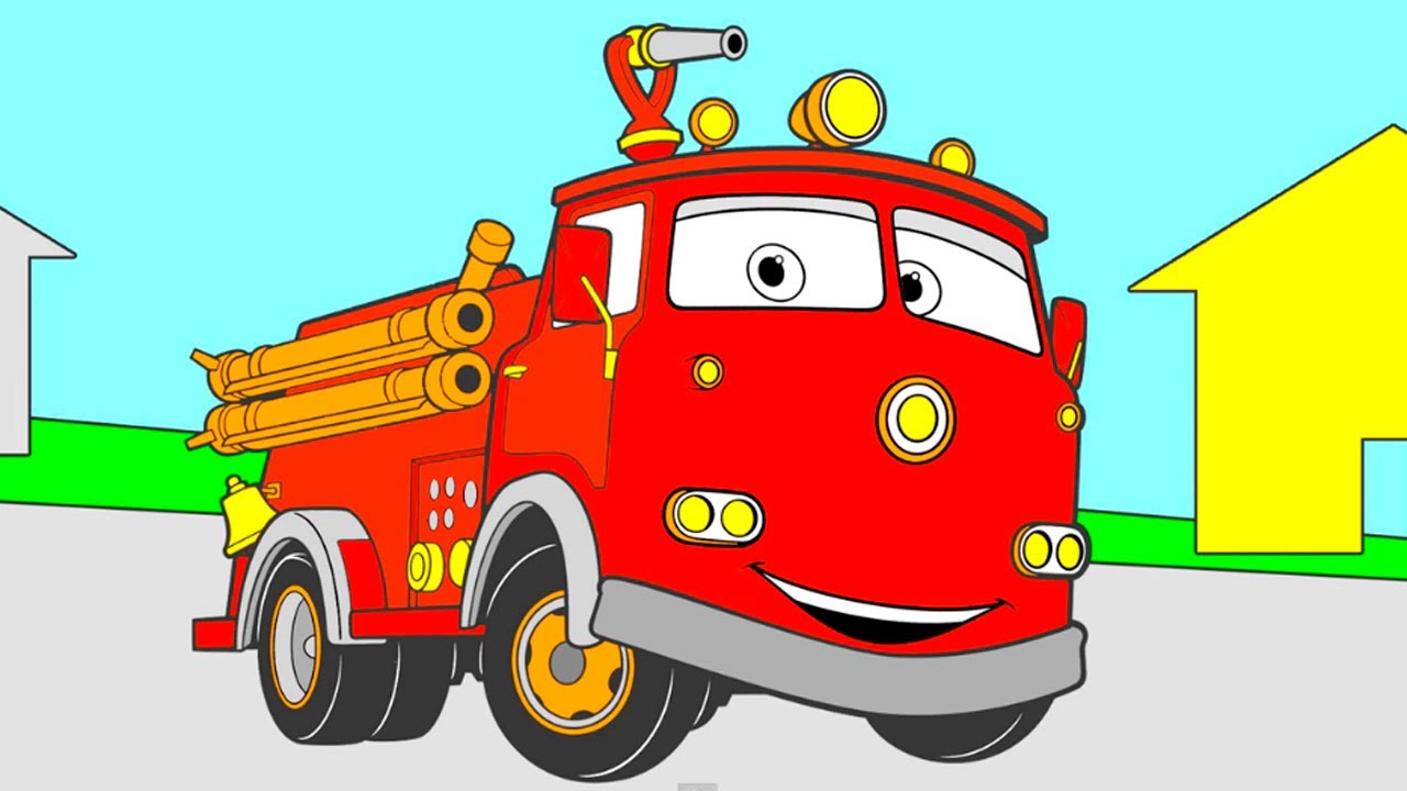 Раскраска из мультфильма - Тачки: гоночная машина, пожарная машина