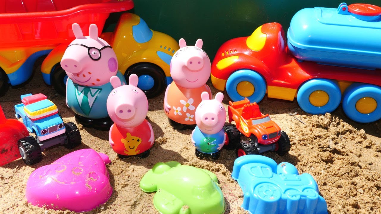 Пеппа, Вспыш и чудо машинки в песочнице - Игрушки для детей