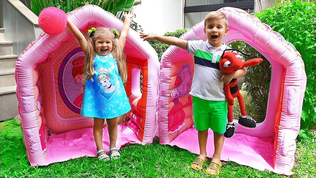 Diana Pretend Play with Giant Indoor Inflatable Playhouse Kids Toy