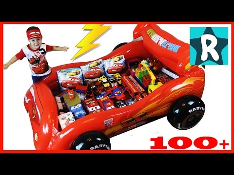 100+ cars toys GIANT SURPRISE OPENING Disney Pixar Lightning McQueen 100+ Тачки МОЛНИЯ МАКВИН