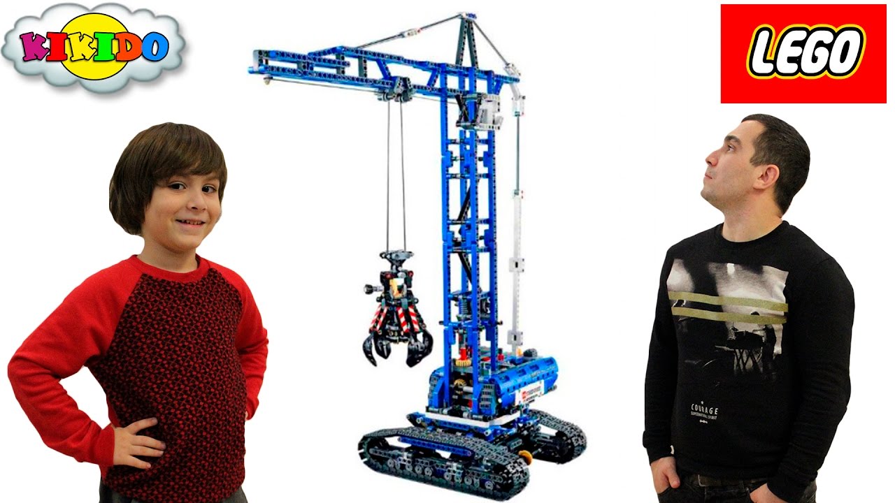 Лего Гусеничный Кран 42042 Как Папа с Камилем строили гараж. Lego Technic  Crawler Crane. Кикидо