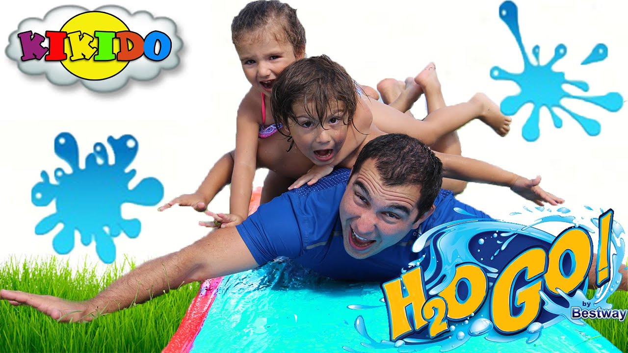 Водная горка для детей H2O GO. Катаемся с горки на животиках. Water Slide for kids. Кикидо