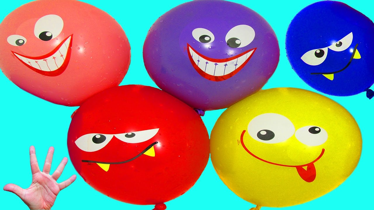 Воздушные Шарики с водой Лопаем шарики Учим цвета Поем песенку Семья пальчиков Развивающее видео