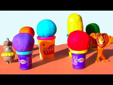 Мадагаскар на русском Яйца сюрприз ПлэйДо Play-Doh игрушки