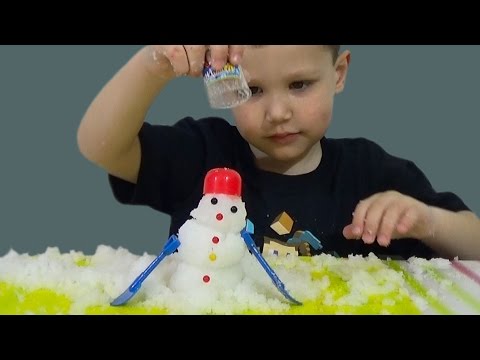 Волшебный снег распаковка делаем снеговика игрушка