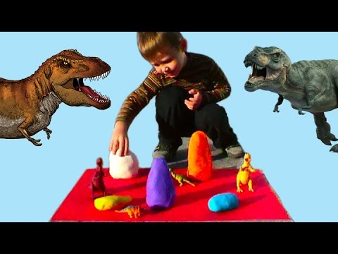 Динозавры Яйца сюрприз ПлэйДо Play-Doh тесто игрушки