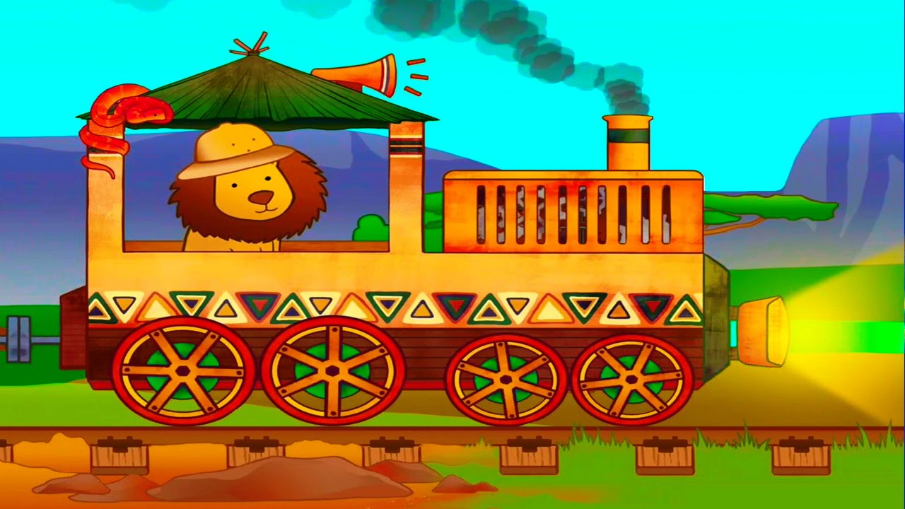 Паровозик с животными Африки - Развивающий мультфильм для детей