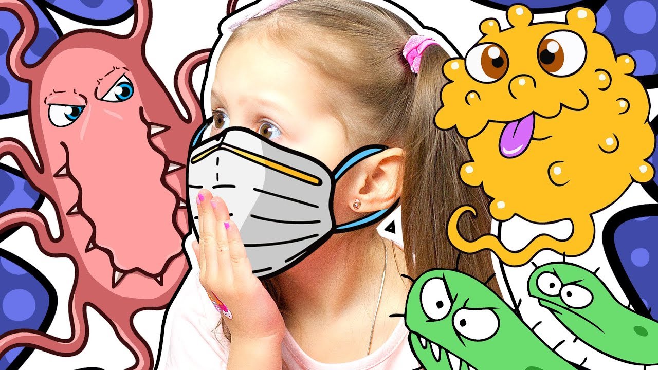 АМЕЛЬКА КАШЛЯЕТ!!! Малыш боится заболеть! Ходит в бахилах, маске и перчатках. Видео для детей