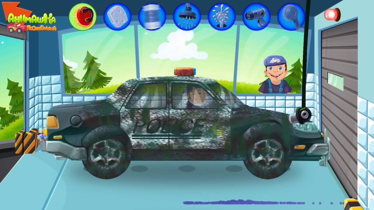 Скорая помощь и Полицейская машинка у видео для детей - Автомойка машинок! Мультики для детей