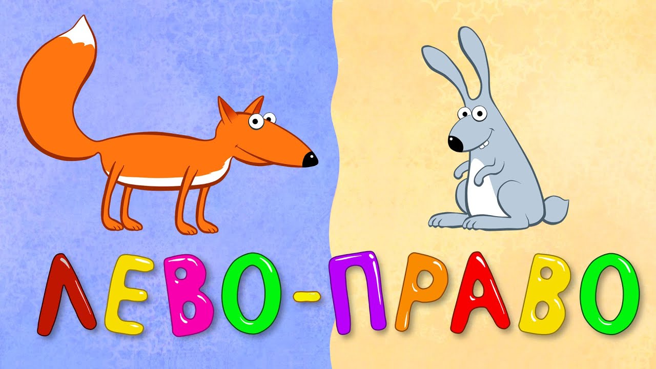 ЛЕВО ПРАВО - Детская песенка мультик обучалка для самых маленьких детей малышей про зверей и машинки
