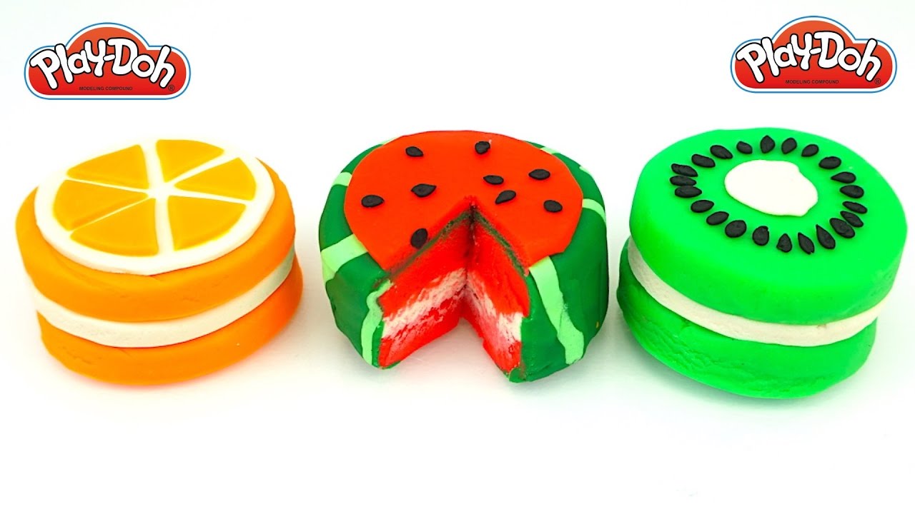Пластилин для детей, делаем фруктовые тортики