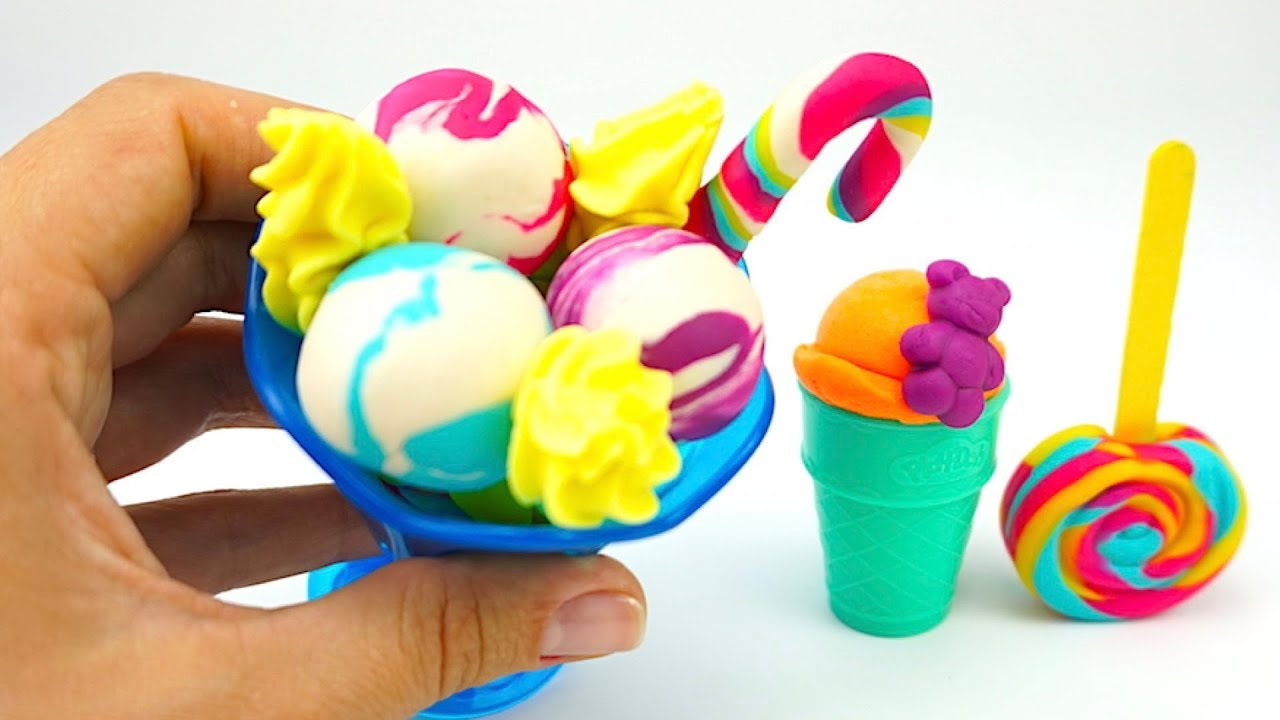 Пластилин для детей, учимся лепить мороженое и леденцы