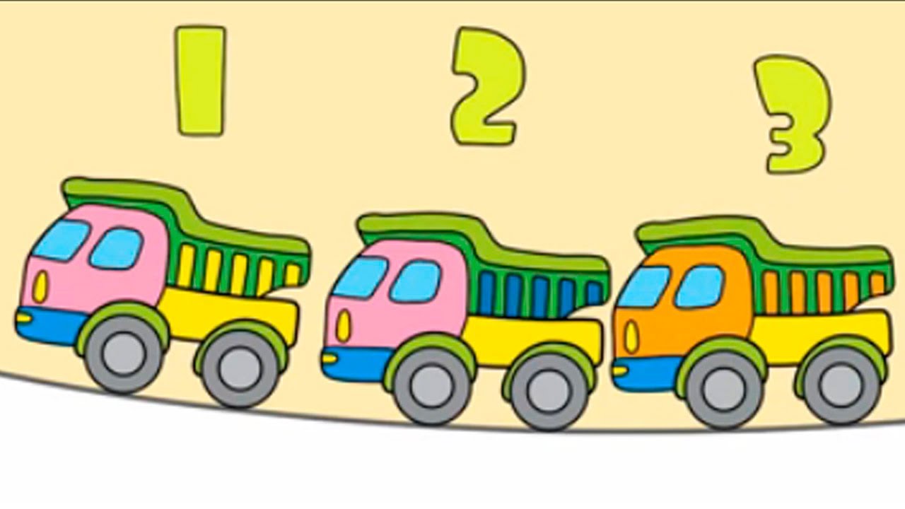 Весёлые грузовички - Видео для детей - Учим цифры