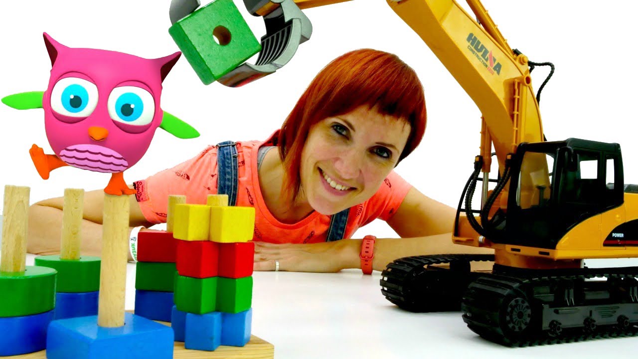 Игрушка Экскаватор и пирамидка. Развивающие игрушки и Мультики для малышей.