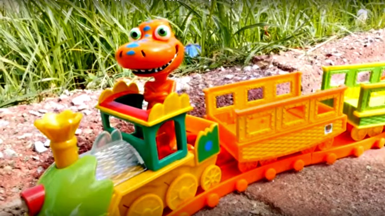 Развивающее видео для детей. Игрушки из мультфильма поезд динозавров.