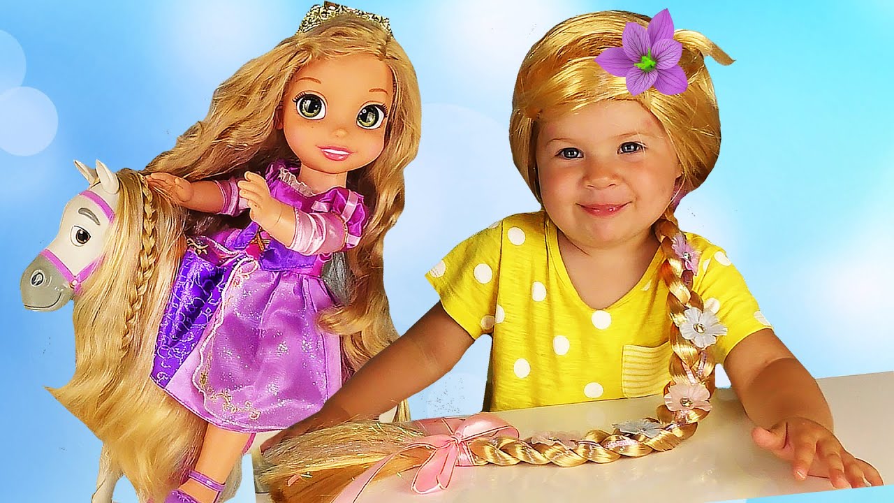 Диана в парике ПРИНЦЕССЫ РАПУНЦЕЛЬ и Кукла с Лошадкой для Дианы Disney Princess Rapunzel doll