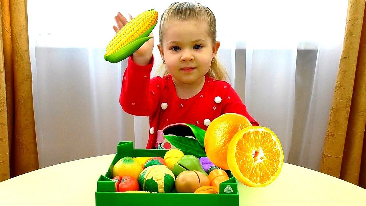 Diana teaches the names of fruits and vegetables Video for toddlers