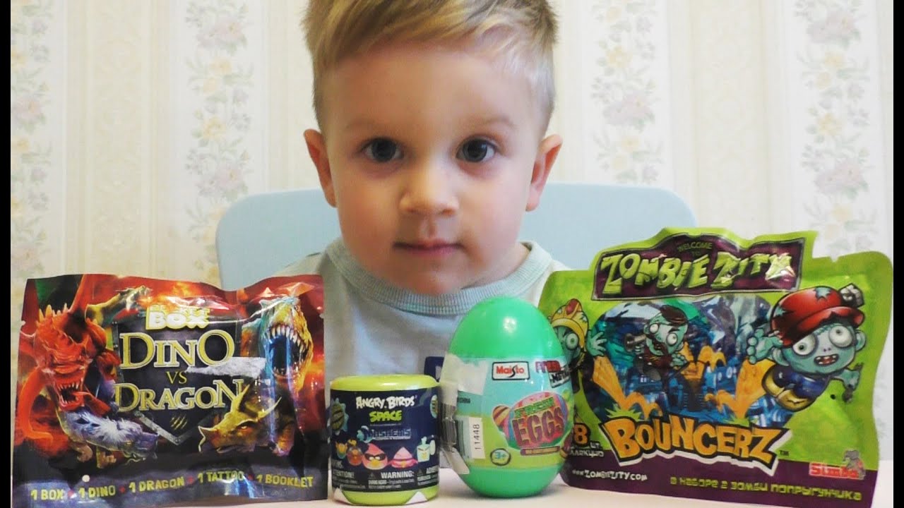 ★ Открываем пакетики, баночки и яйца с сюрпризом Zombie City Angry Birds Dino Dragon