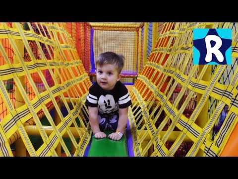 Funny Indoor Playground Family Fun Play Area for kids Jumping on trampoline Have fun with kids
