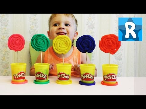 Делаем конфеты Лолипоп из пластилина Плей До Giant Play Doh Lollipops