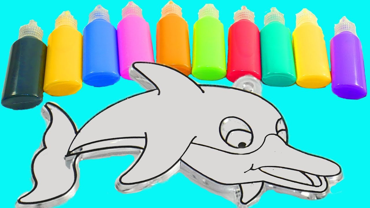 Учим цвета с раскрасками Витражи для рисования Раскраски для детей Рисуем дельфина Учимся рисовать