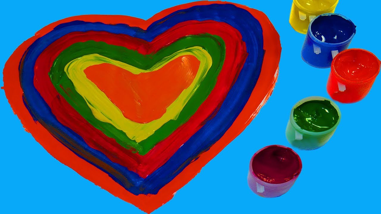 Учим цвета для самых маленьких Рисуем Гуашью сердечки Развивающая Песня Про цвета Видео Для детей