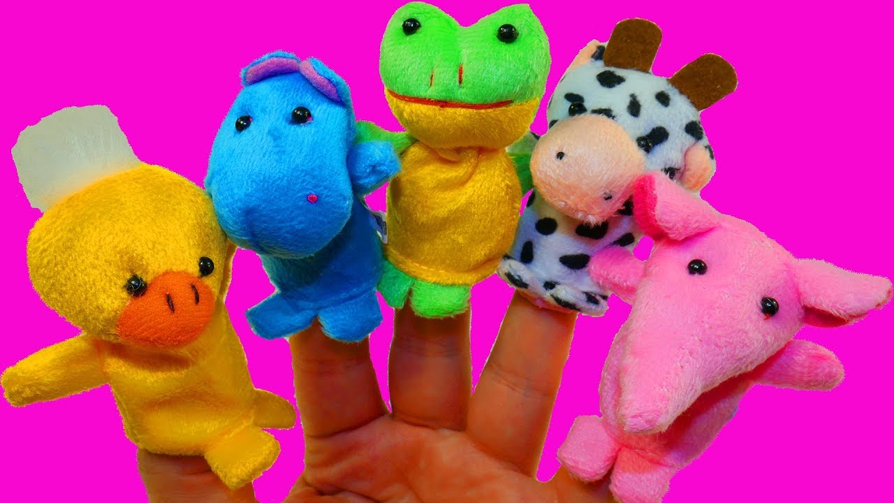 Учим животных для малышей Куклы на пальчиках Поем Развивающую Песню Про Пальчики Семья пальчиков