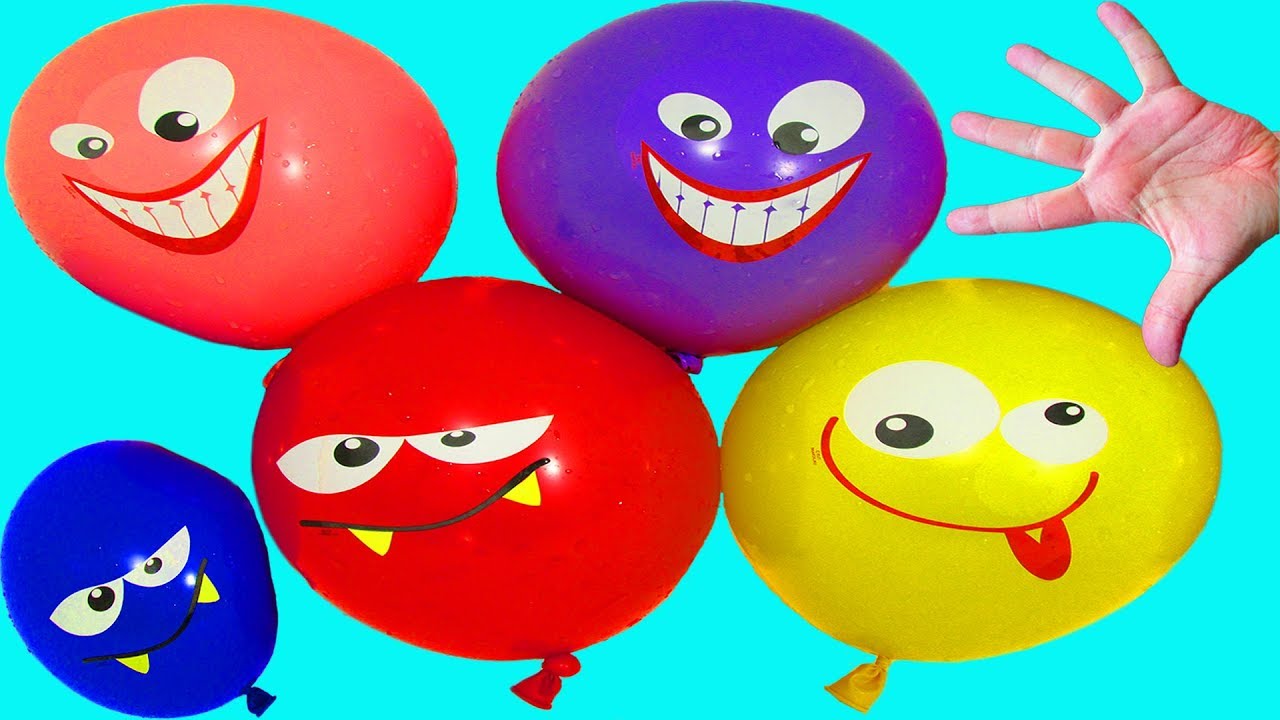 Лопать цветные шарики с глазками Учим цвета с шариками Воздушные Шарики с водой Песня про шарики