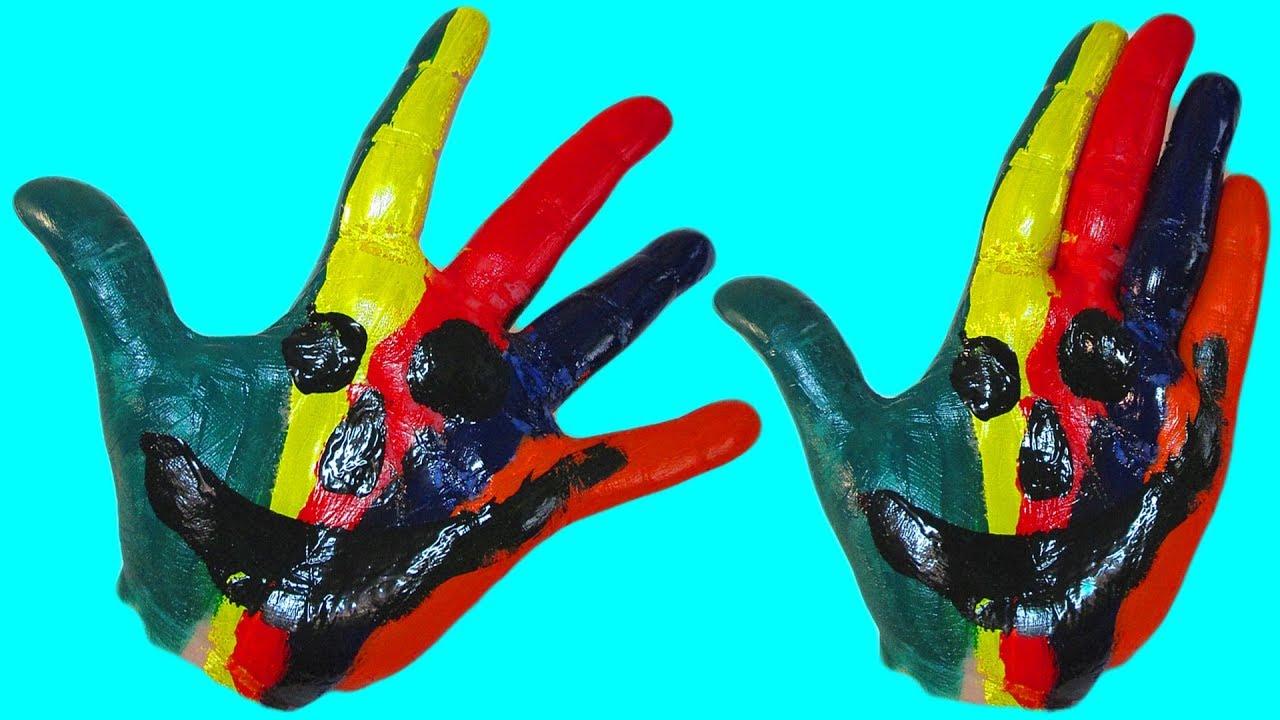Учим цвета Learn colors Развивающая Веселая Песенка про пальчики Учимся Рисовать на руке красками
