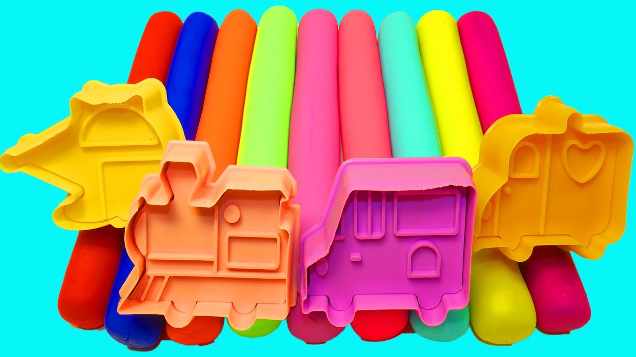 Учим транспорт для детей Учим цвета с машинками Лепим из пластилина Плей до Развивающее видео