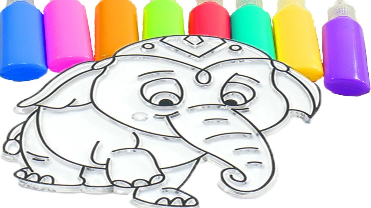 Раскраска для детей Учим цвета с Витражами Рисуем цветного слона Развивающее видео Учимся рисовать