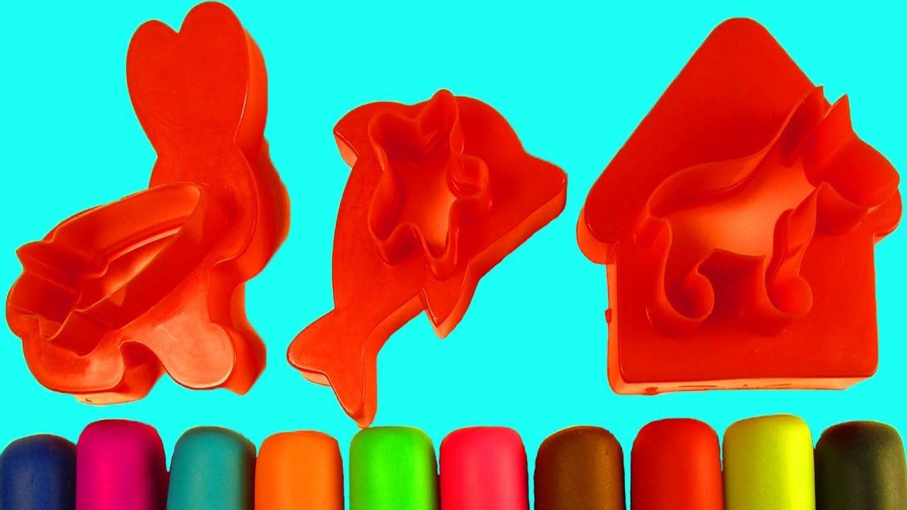 Учим цвета с пластилином Лепим животных Формы для лепки из пластилина Плей До Развивающее видео