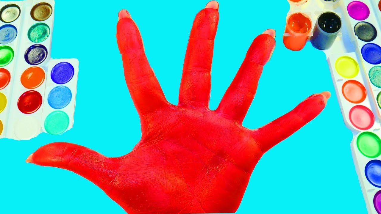 Учим цвета Рисуем на руке Гуашью Развивающая песня Про Пальчики Пальчиковые Краски Семья пальчиков
