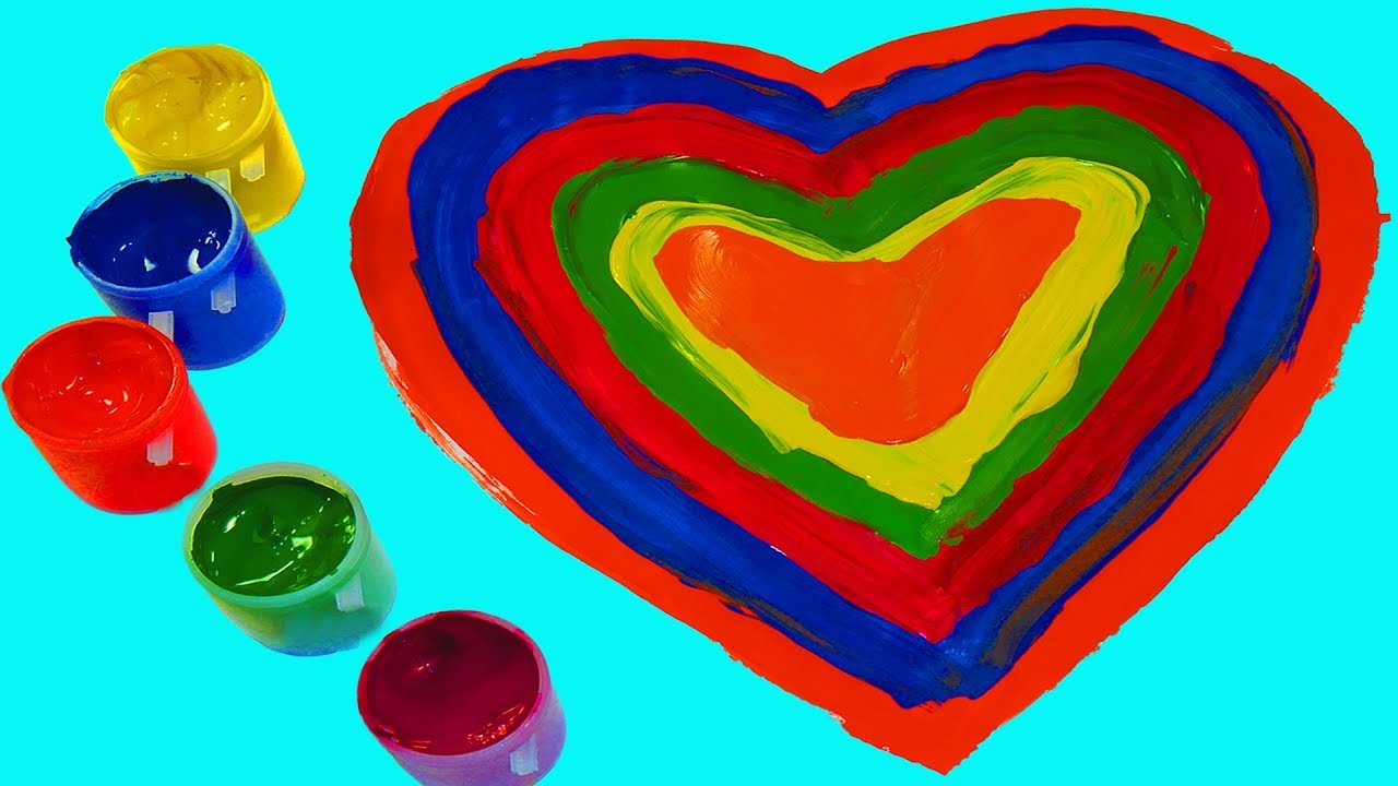 Сборник 10 минут Учим цвета с Песенкой Про цвета Учимся рисовать Гуашью сердечки Песня про пальчики