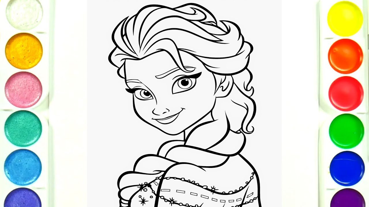 Раскраска для девочек Принцессы Диснея Холодное сердце Эльза Учим цвета детям Учимся раскрашивать