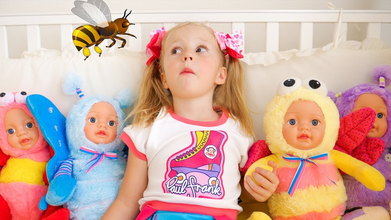Настя и странные куклы пупсики Nastya vs baby bees Funny video for kids