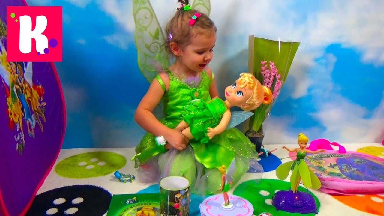 Катя в платье Фея Динь Динь/ Обзор игрушек в палатке Disney Fairies