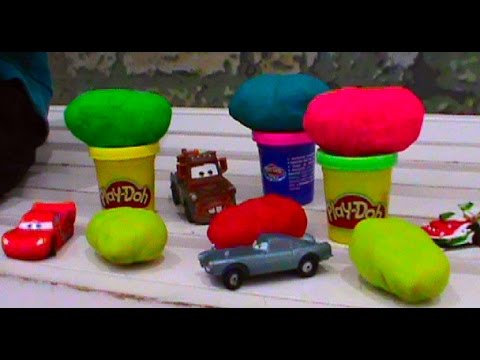 Тачки на руском Киндер сюрприз ПлэйДо тесто игрушки