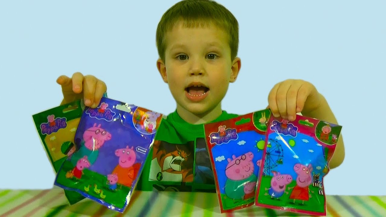 Свинка Пеппа Пиг пакетики с игрушками сюрприз открываем