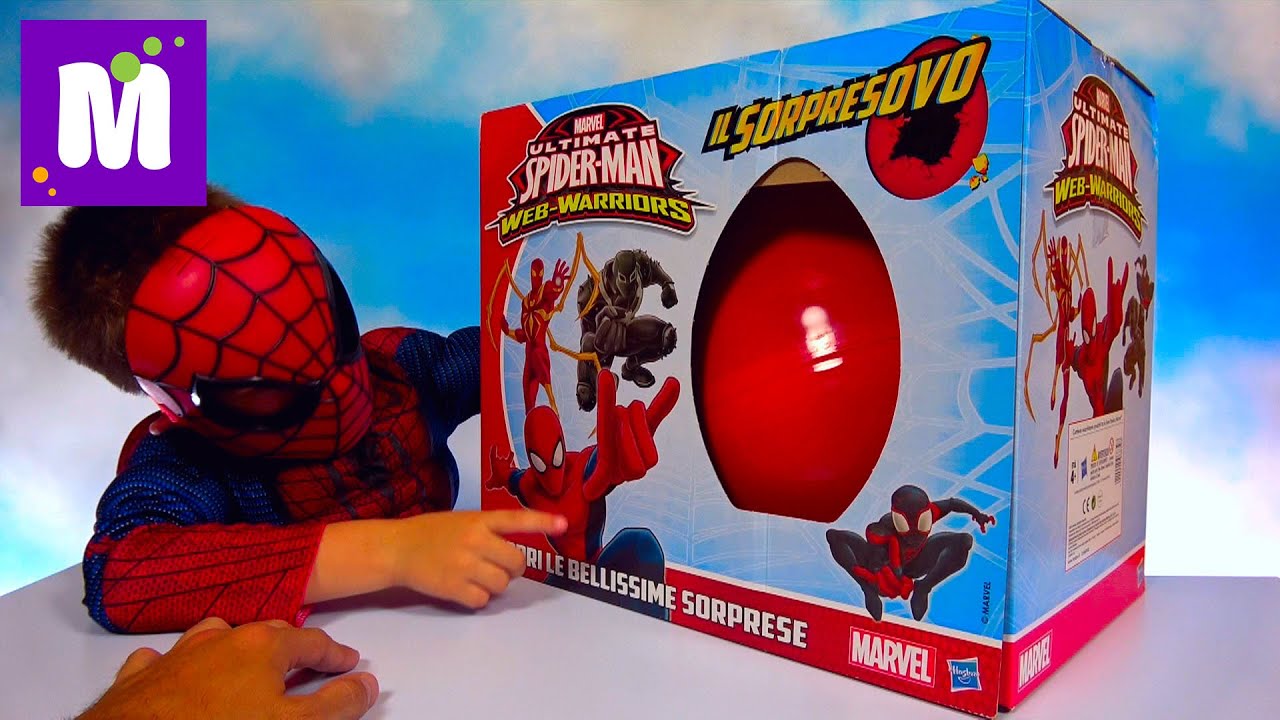 Человек - Паук Супер большое яйцо много игрушек и пузыри из жидкого пластика