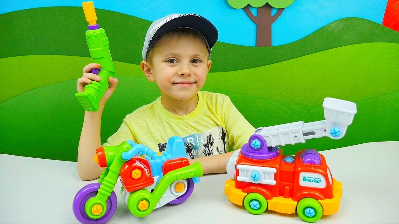 Пожарная машинка и Мотоцикл из серии Собирай и Играй - Детские инструменты Build and Play