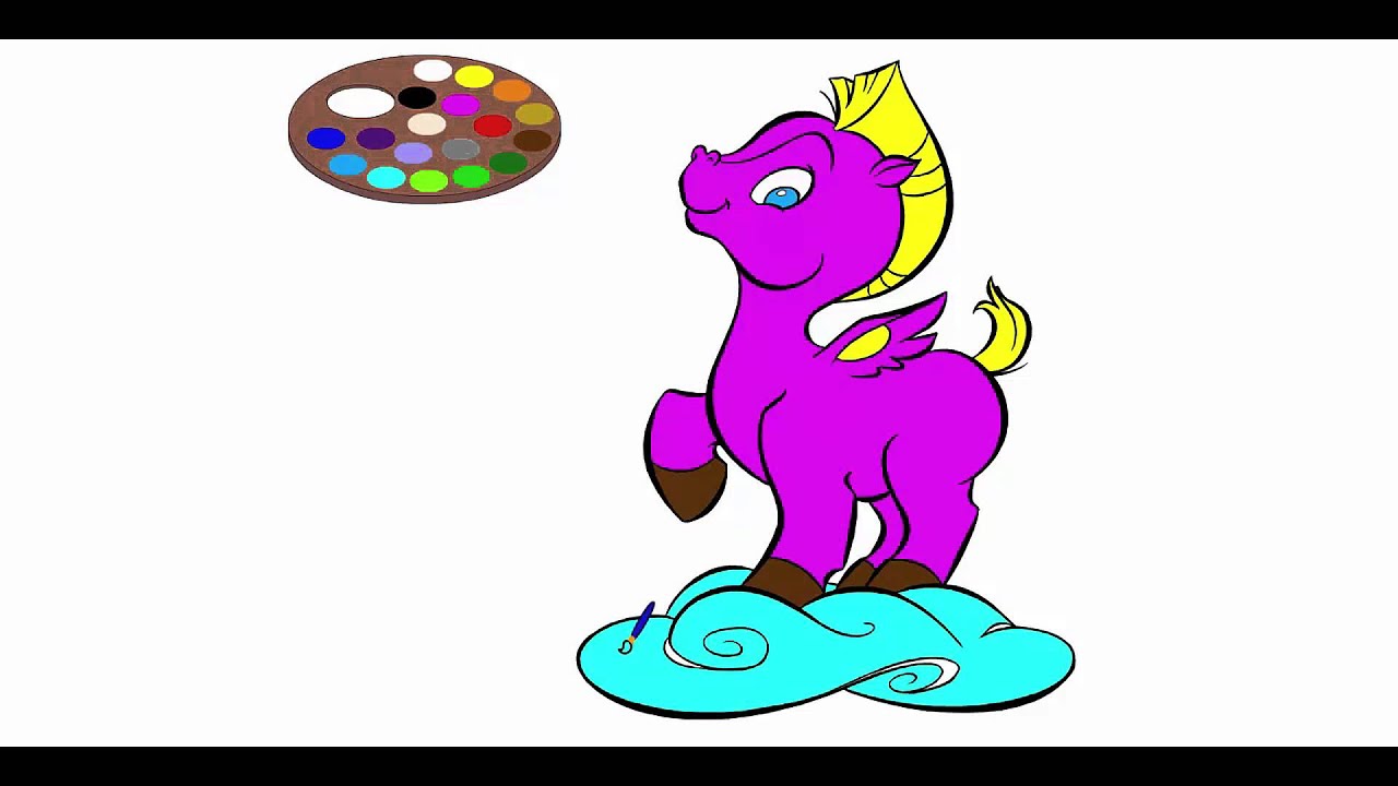 Мультик раскраска - лошадка Пони Пегас