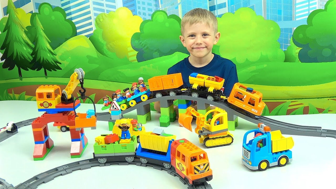Поезда и Машинки для детей | ЛЕГО Экскурсия по Железной Дороге | Лего Мультик для маленьких детей