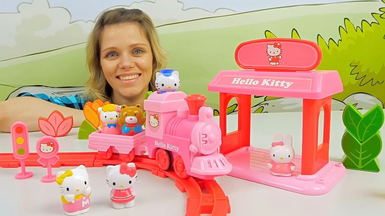 Поезд Хелло Китти и её лучшие друзья Видео для детей с игрушками Hello Kitty