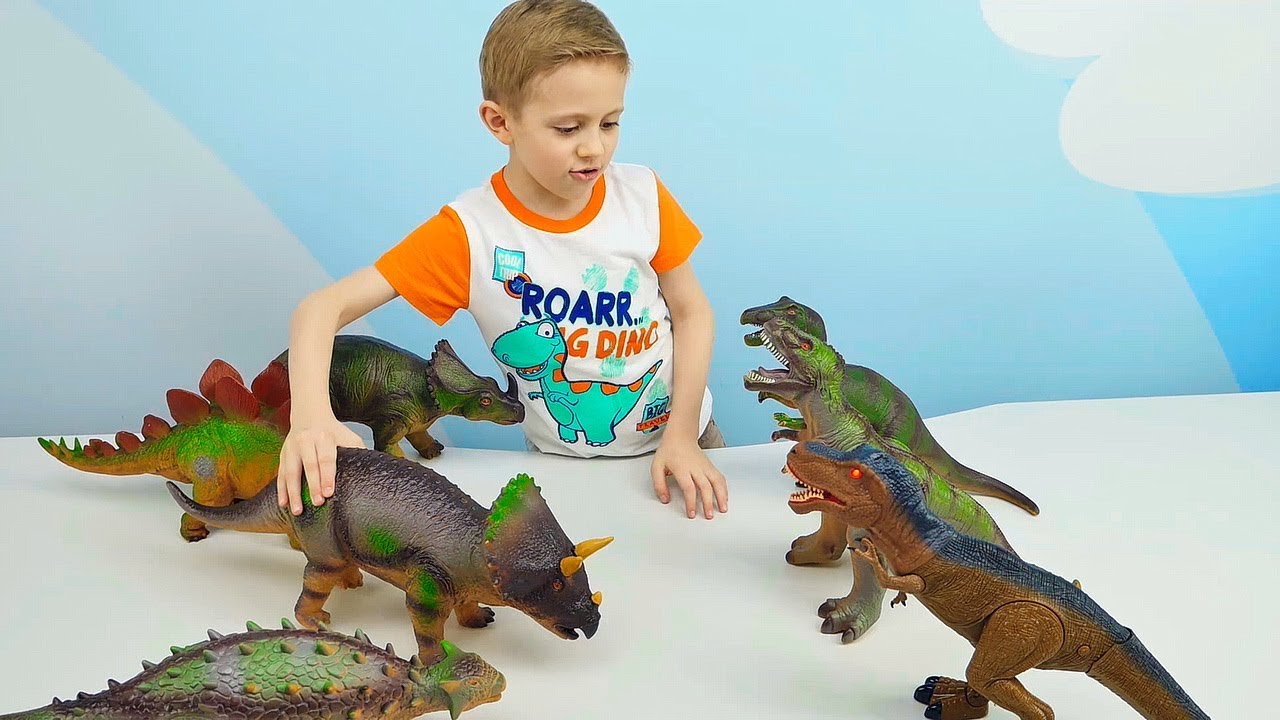 Динозавры ИГРУШКИ Хищники против Травоядных. Мультики Игры про Машинки и Динозавра