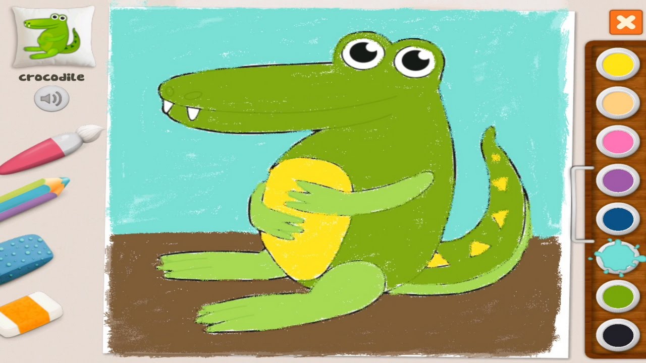 Развивающие видео для детей - Раскраска крокодильчик Memollow