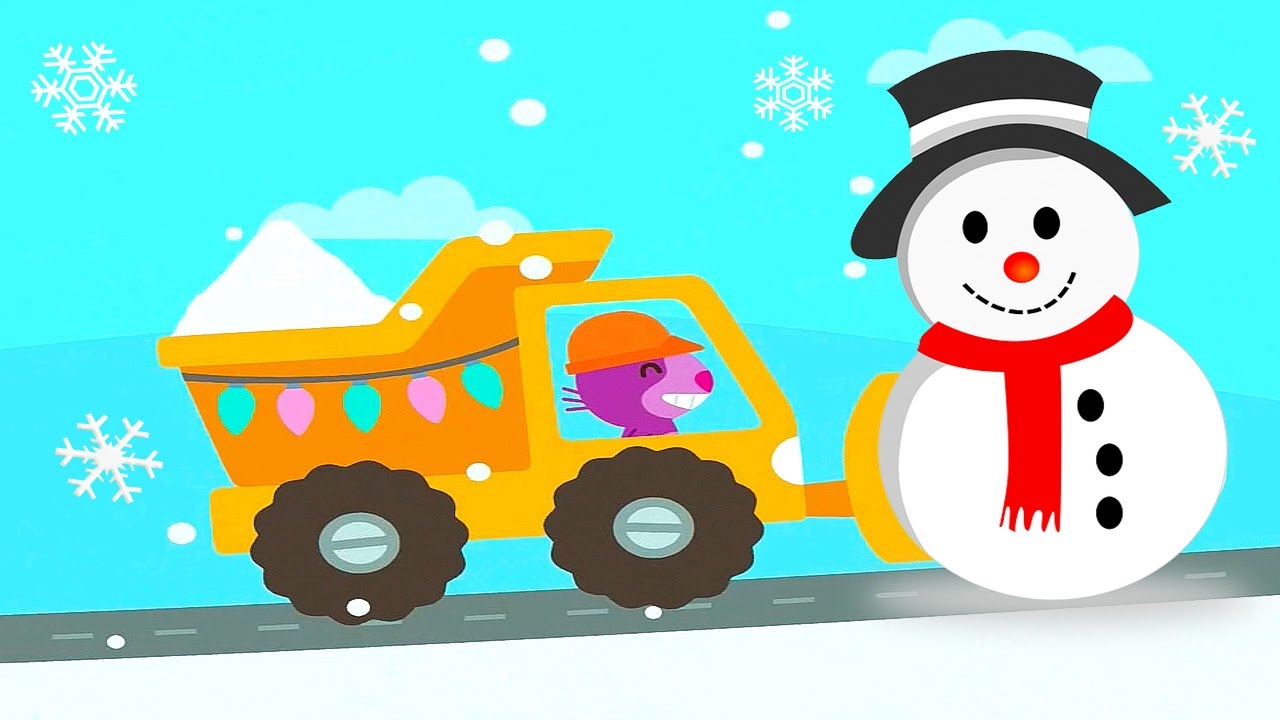 Новогодние Машинки Саго Мини для детей и строительство снежного замка. Новый Год и Машины Sago Mini